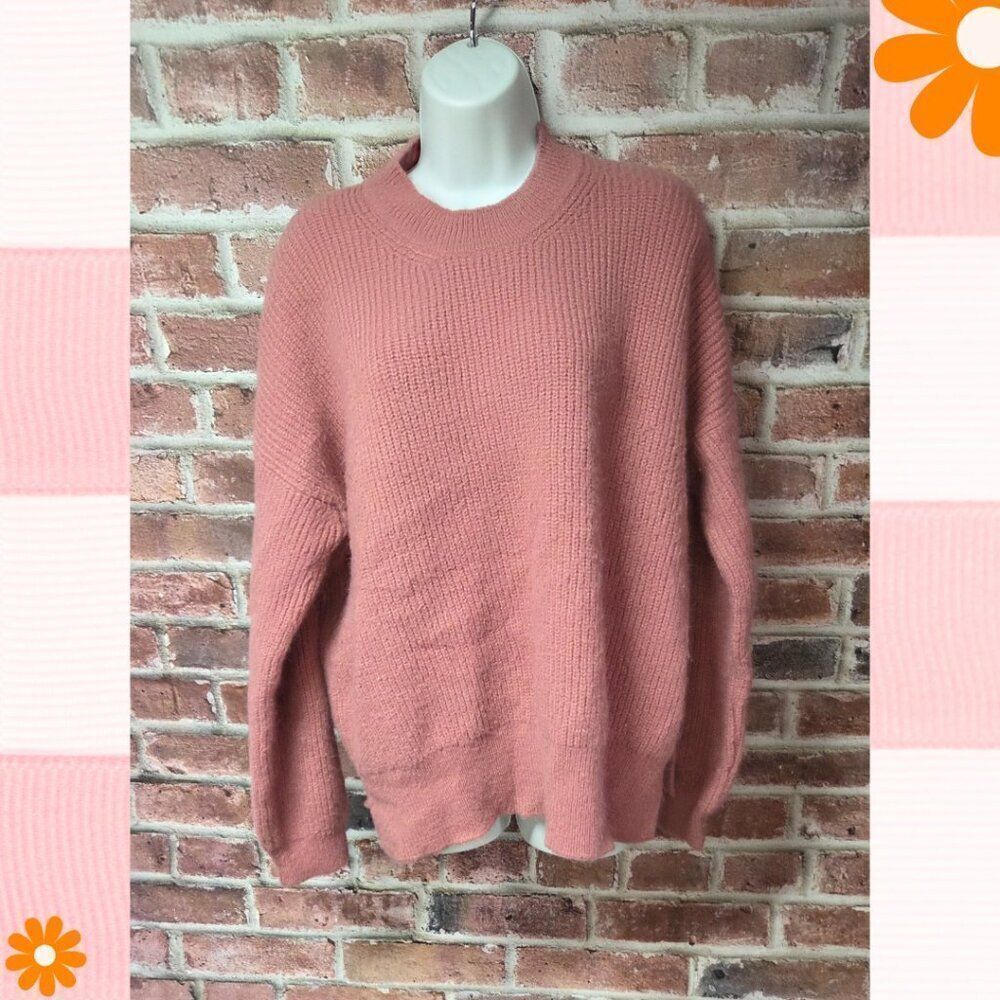 Zara Oversized Pink Ribbed Knit Pullover Sweater – Women’s Large‎ Cozy Slouchy